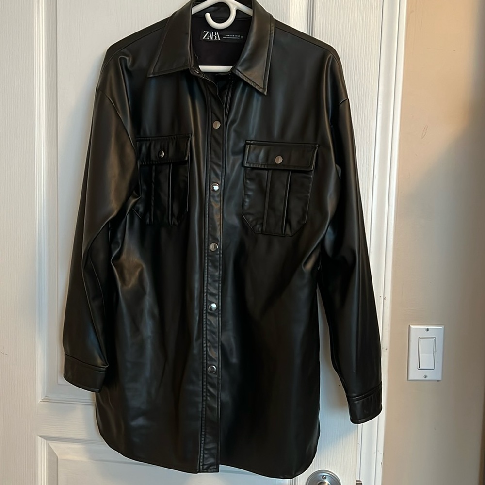 Zara FAUX LEATHER OVERSHIRT